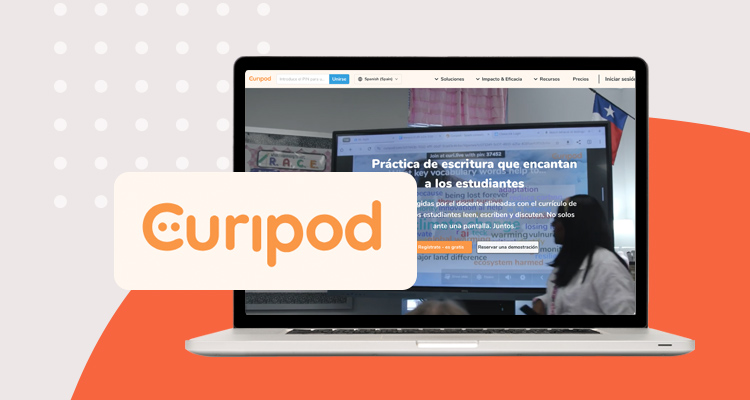 Logotipo de herramienta digital Curipod y pantallazo de su sitio web