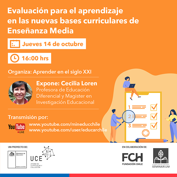 Afiche charla Evaluación para el aprendizaje en las nuevas bases curriculares