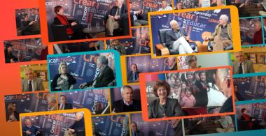 Collage de momentos icónicos de la serie Entrevista Educativa